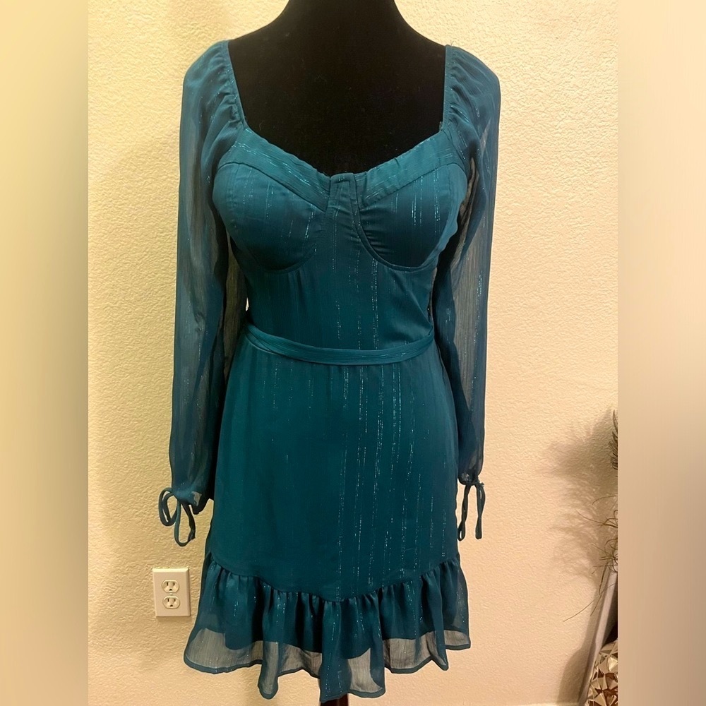Green Lily Rose Mini Dress - Size Small - Barely Worn
